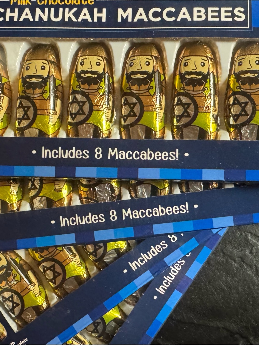 4 Boxes-8ct-Chanukah Maccabees Milk Chocolate Figures - Gold & Brown Foil